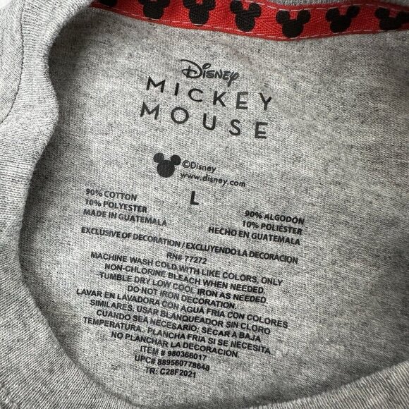 Disney Men's T-Shirt Sz L Mickey Mouse Heather Gray Graphic Tee NEW Short Sleeve - Picture 5 of 7